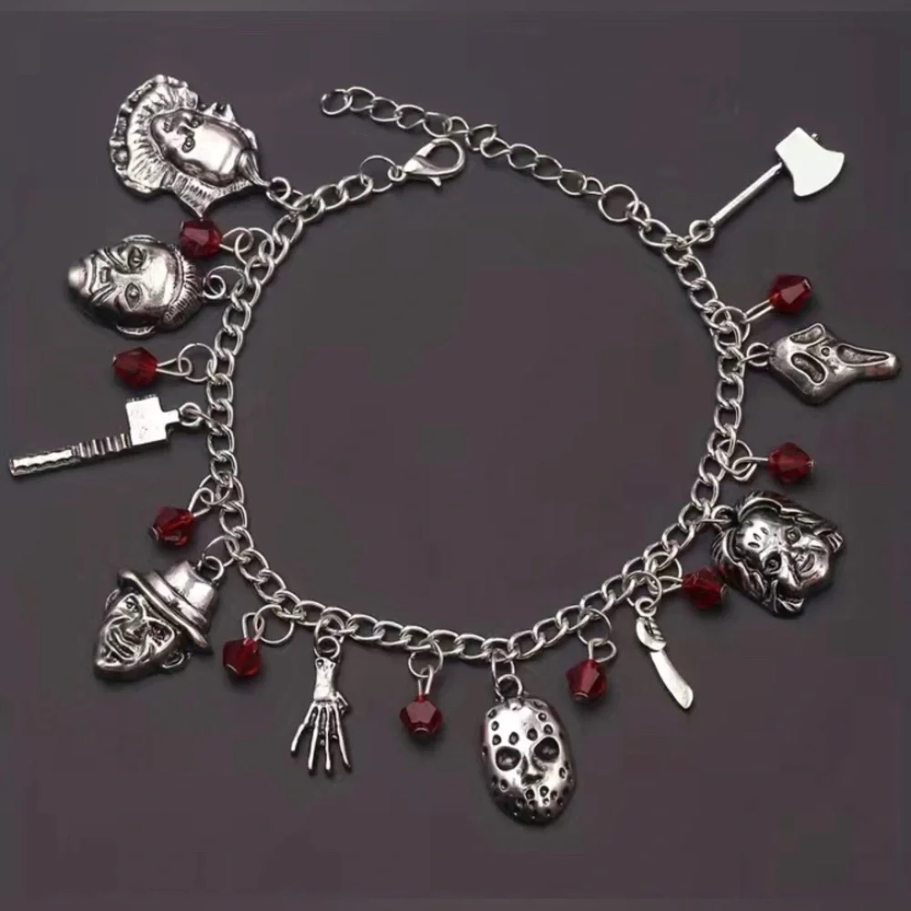 Halloween Charm Bracelet Men Gothic Punk Dagger It Scream Freddie Kruger